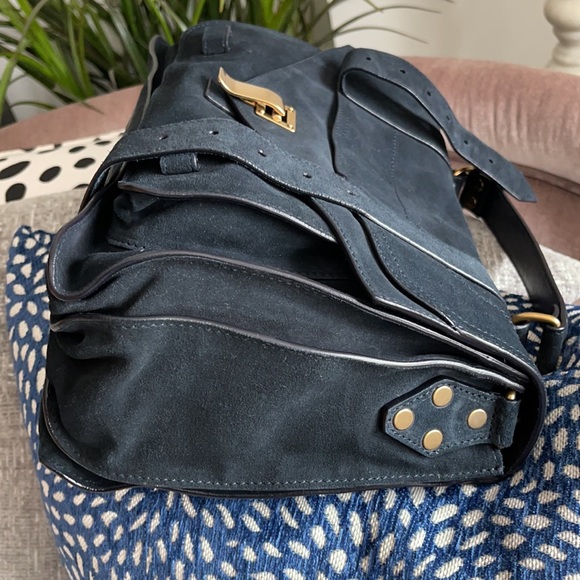 Proenza Schouler PS1 Medium Navy Suede Gold HW - Picture 14 of 16